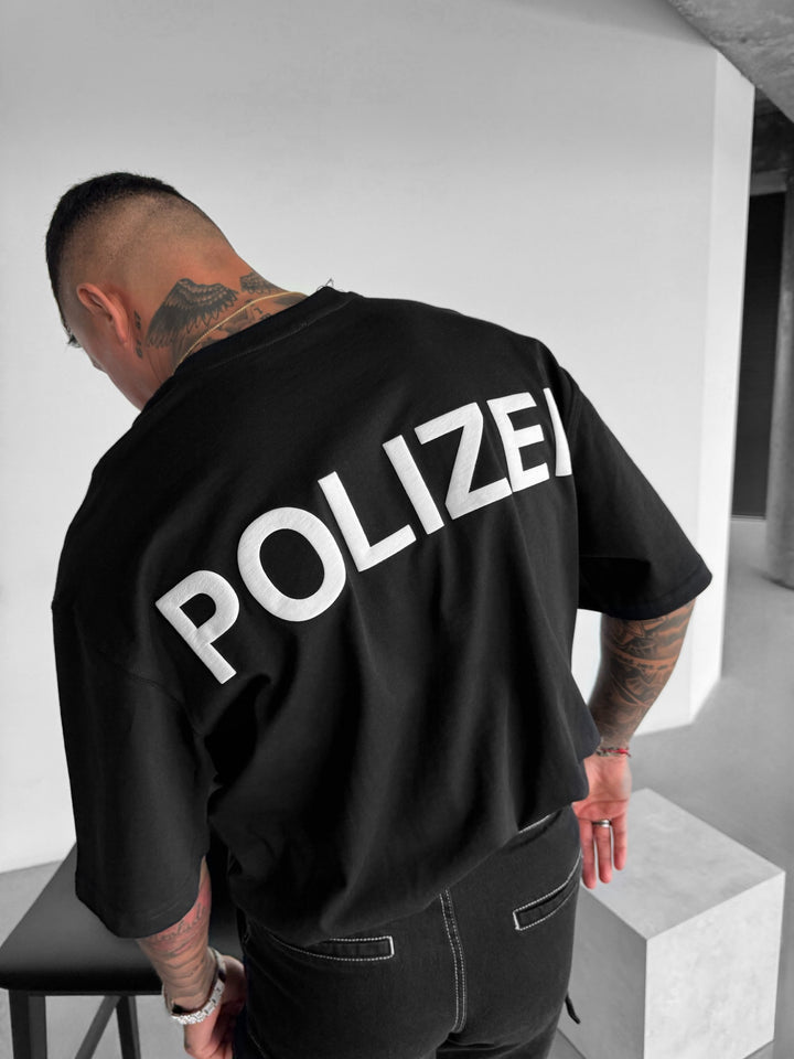 Oversize Polizei T-shirt - Black