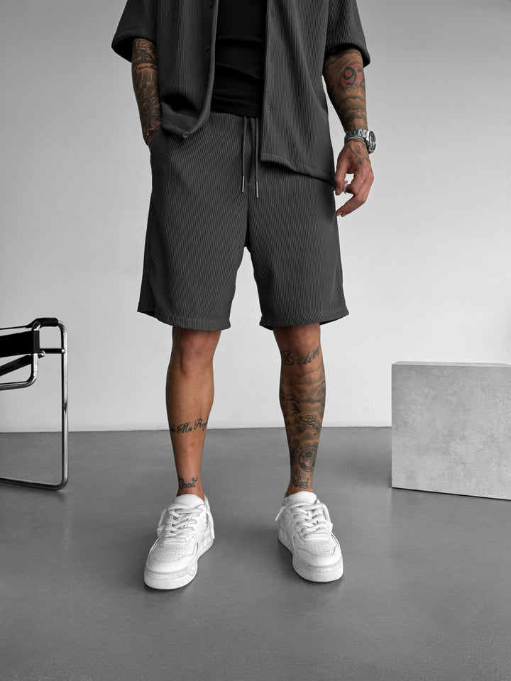 Loose Fit Cord Shorts - Anthracite