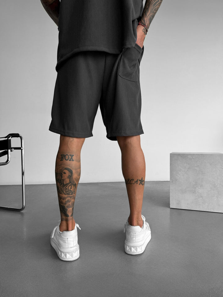 Loose Fit Cord Shorts - Anthracite