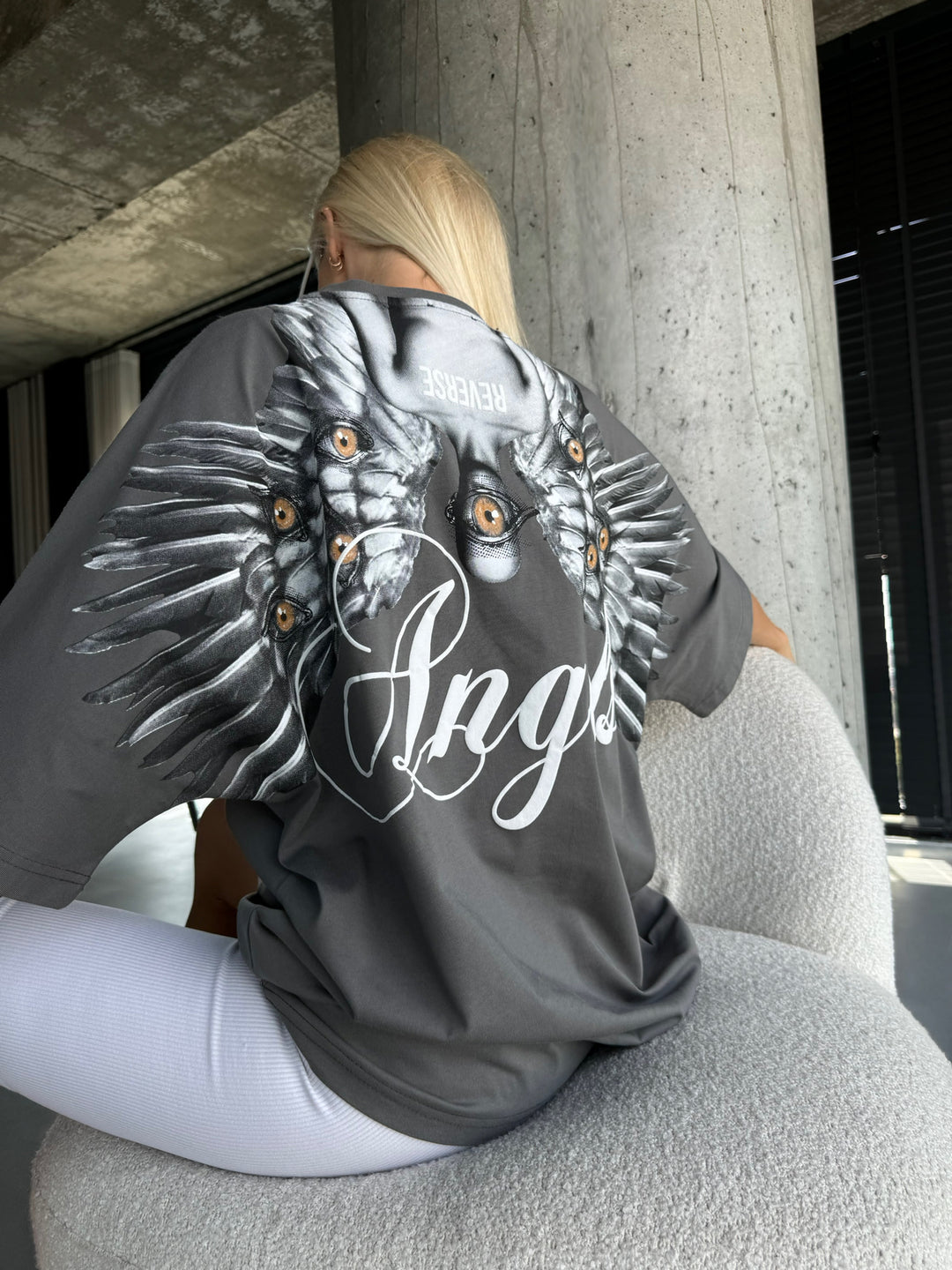 Oversize Reverse Angels T-Shirt - Anthracite