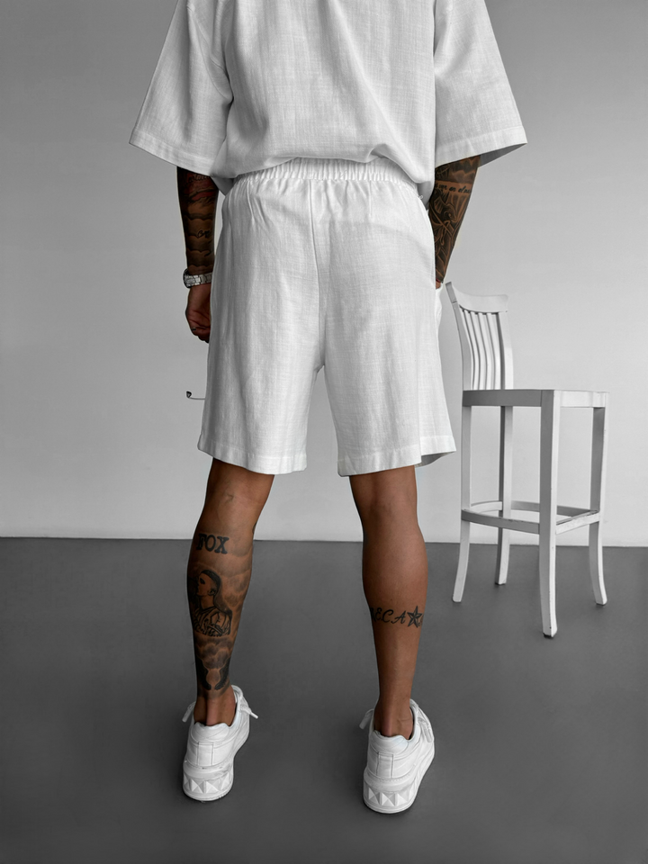 Loose Linen Shorts - White
