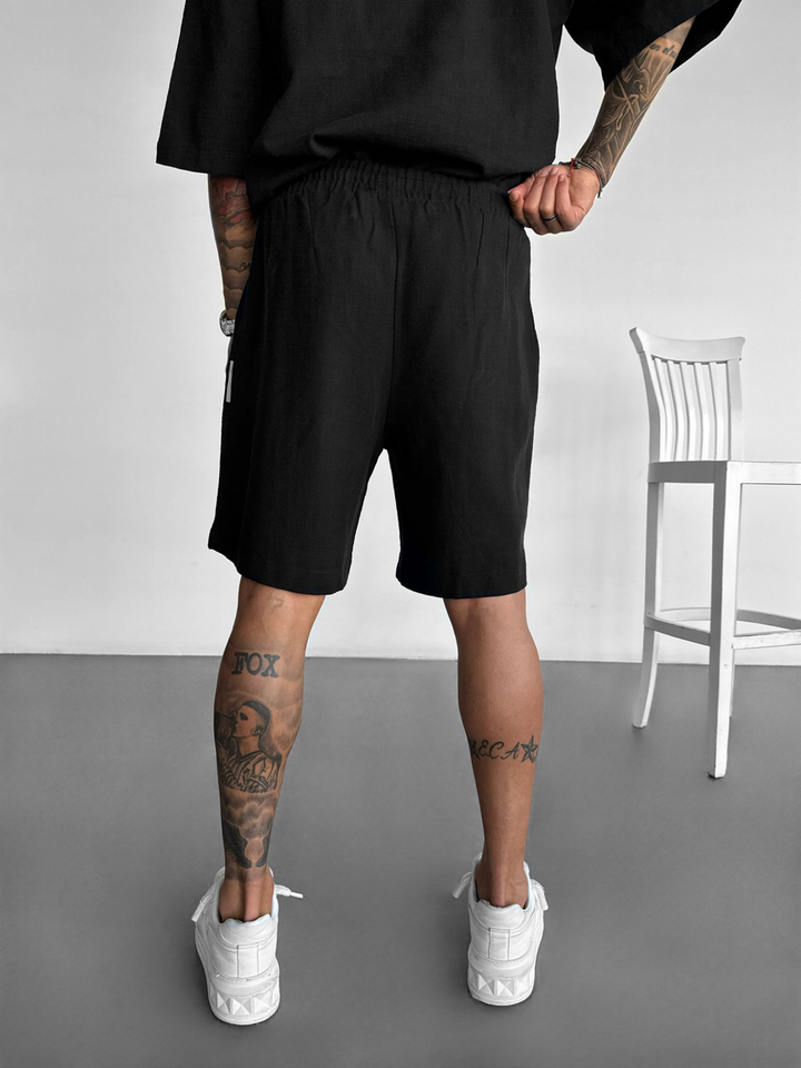 Loose Linen Shorts - Black