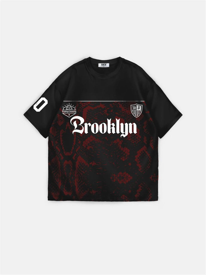 Oversize Brooklyn T-shirt - Black and Bordeaux