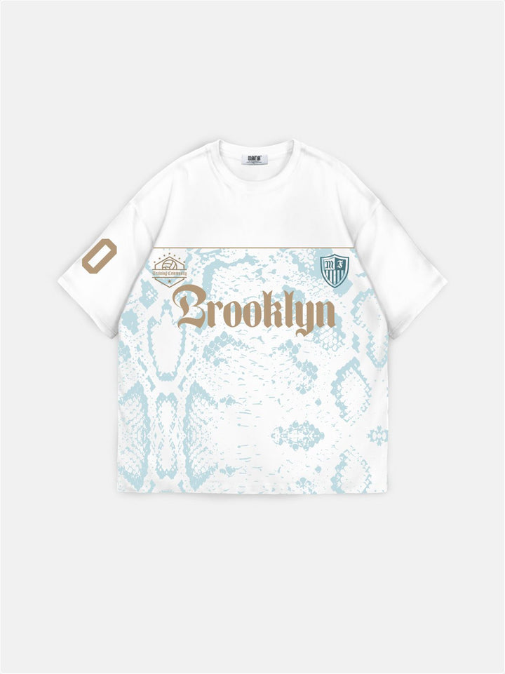 Oversize Brooklyn T-shirt - Ecru and Turquoise