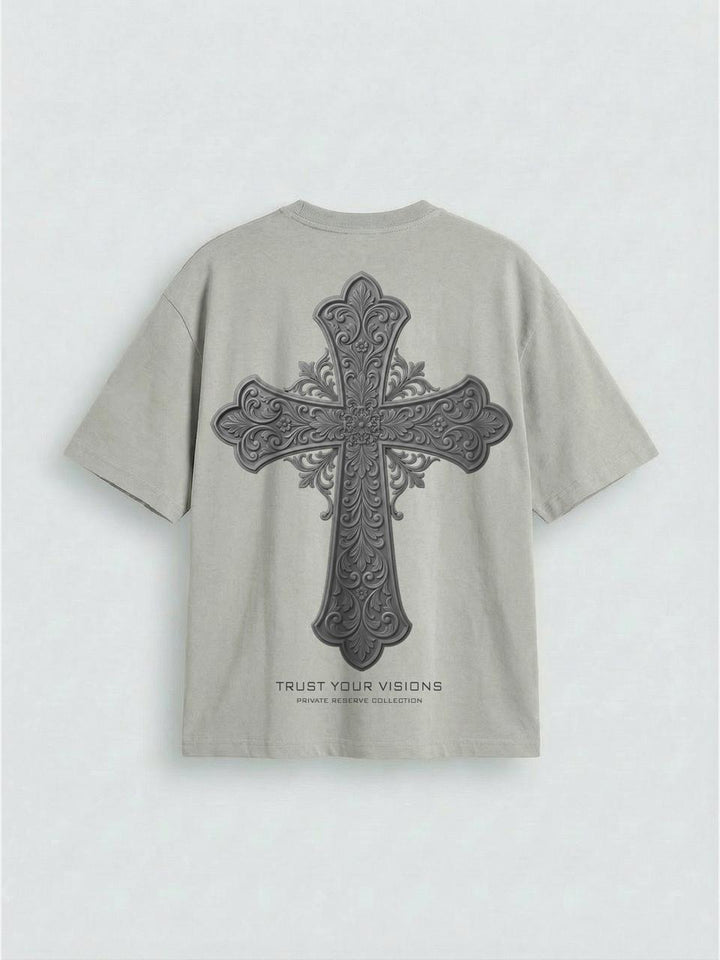 Oversize Cross T-shirt - Grey