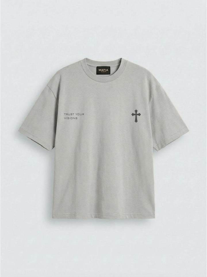 Oversize Cross T-shirt - Grey