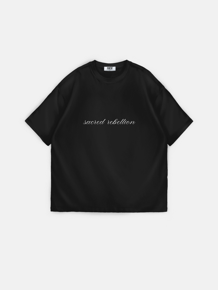 Oversize 'Sacred Rebellion' T-Shirt - Black