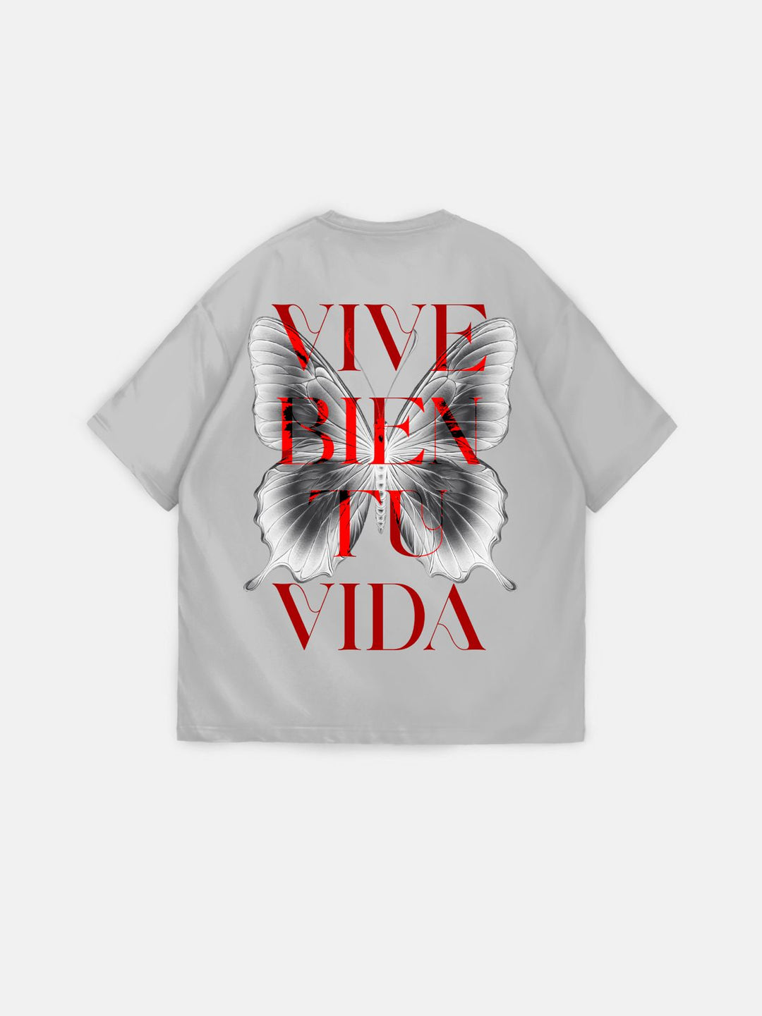 Oversize "Vive Bien Tu Vida" T-Shirt - Grey