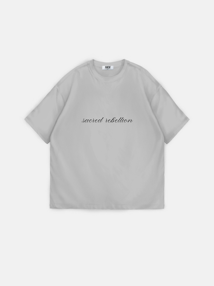 Oversize 'Sacred Rebellion' T-Shirt - Grey