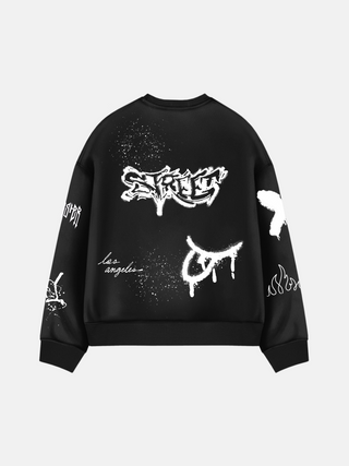 Oversize Graffity Sweater - Black and White