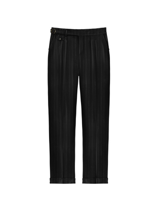 Loose Fit Cloth Strip Pant - Black