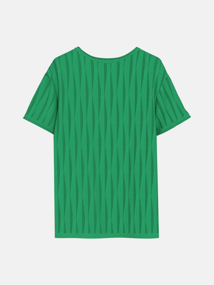 Oversize Knit Detail Tee - Green