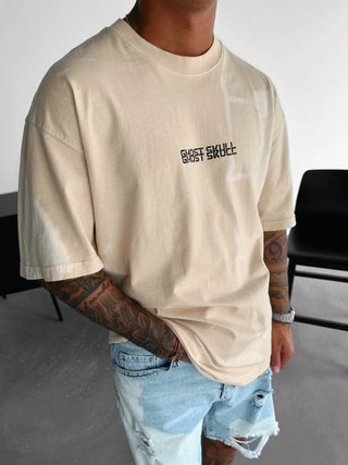 Oversize washed Skull Tee - Beige