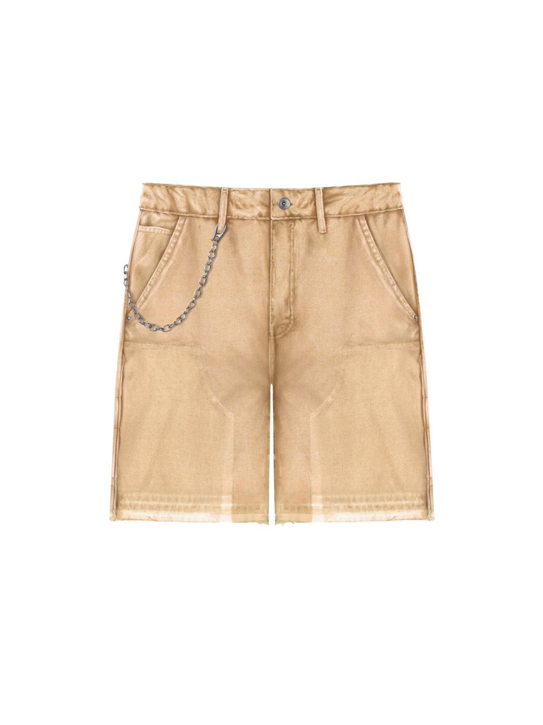 Loose Fit Cargo Jeans Short - Beige