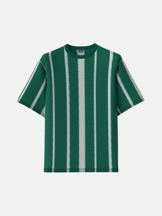 Oversize Strip Knit Tee - Green