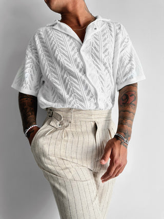 Oversize Detail Knit Shirt - White