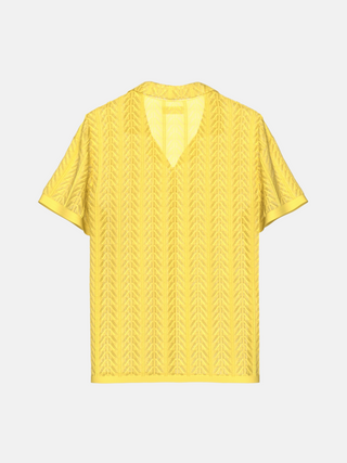 Oversize Detail Knit Shirt - Yellow