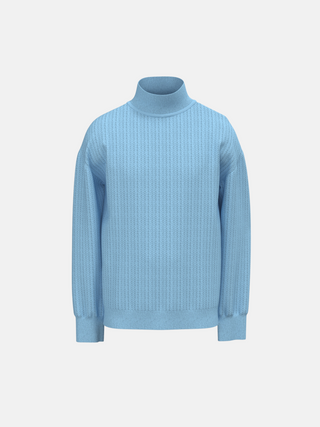 Oversize Feinstrick Pullover in Blau