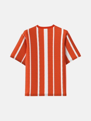 Oversize Strip Knit Tee - Orange