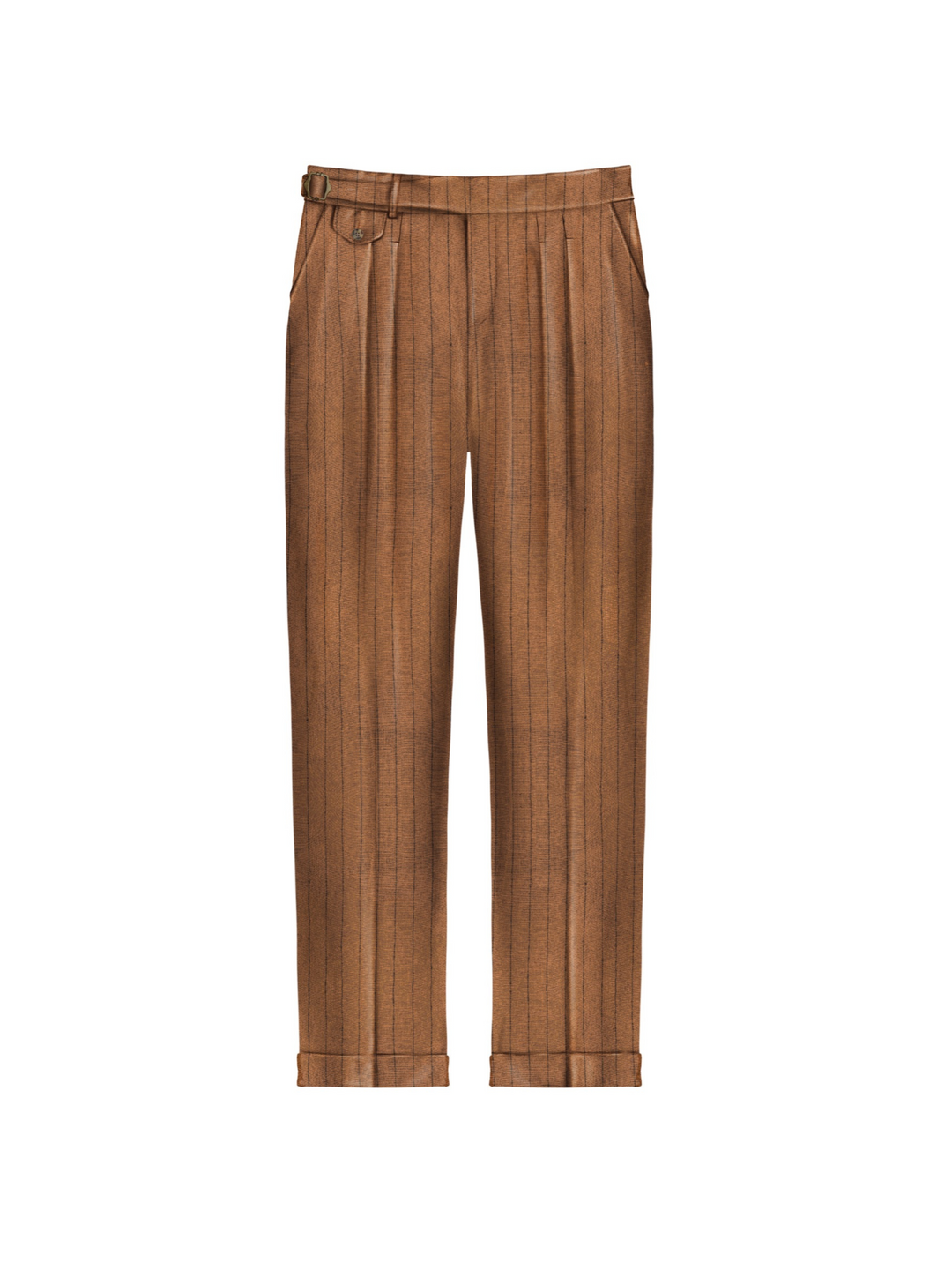 Loose Fit Cloth Strip Pant - Brown