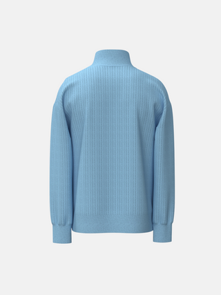 Oversize Feinstrick Pullover in Blau