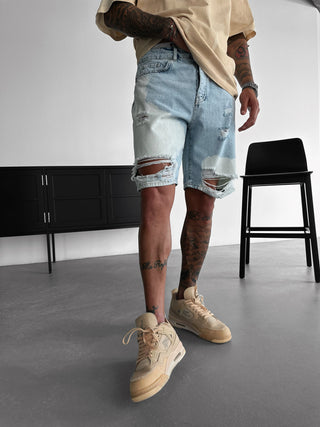 Washed Short Jeans - Blue