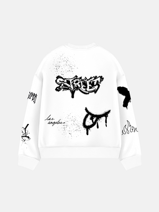 Oversize Graffity Sweater - White