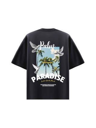 Oversize Palm Paradise Tee - Jet Black