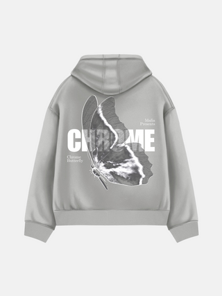 Oversize Chrome Butterfly Hoodie - Grey