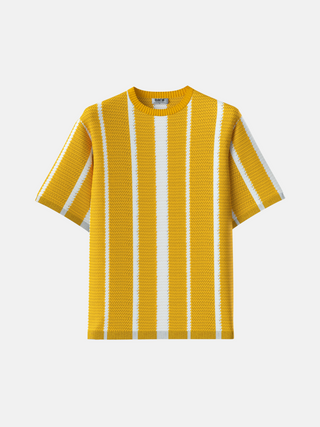 Oversize Strip Knit Tee - Yellow