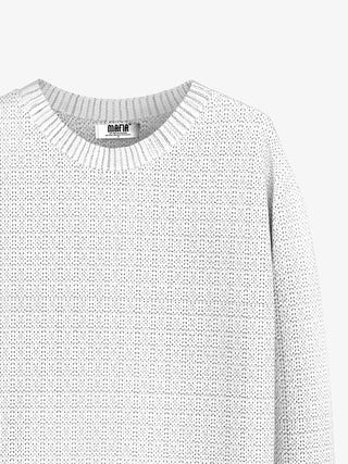 Oversize Grid Knit Sweater - Ecru
