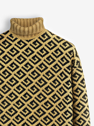 Oversize Collar Knit Sweater - Mustard
