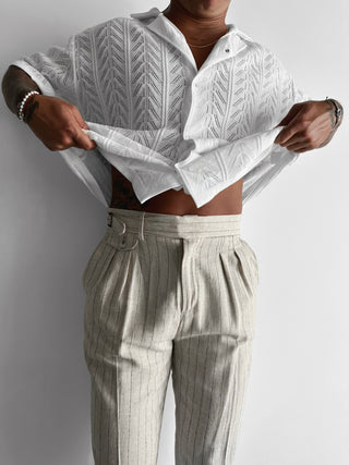 Oversize Detail Knit Shirt - White