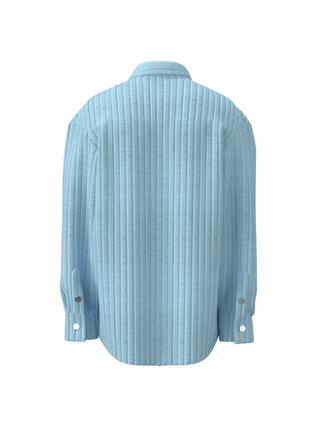Oversize Velvet Cord Hemd in Babyblau