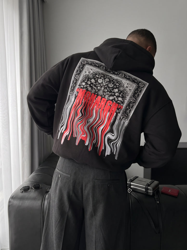 Oversize Monarch Hoodie - Black and Red