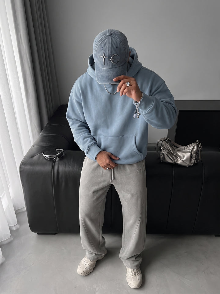 Oversize Basic Hoodie - Faded Denim
