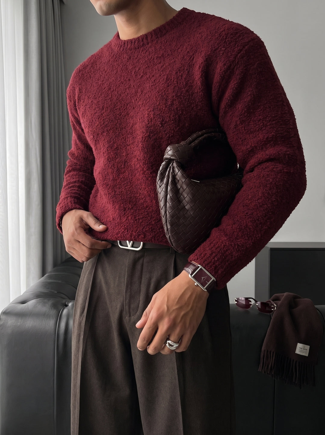 Oversize Plush Pullover - Bordeaux