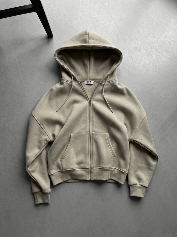 Oversize Basic Zipper Hoodie - Simply Taupe