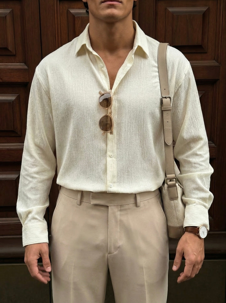 Regular Fit Cotton Shirt - Ecru