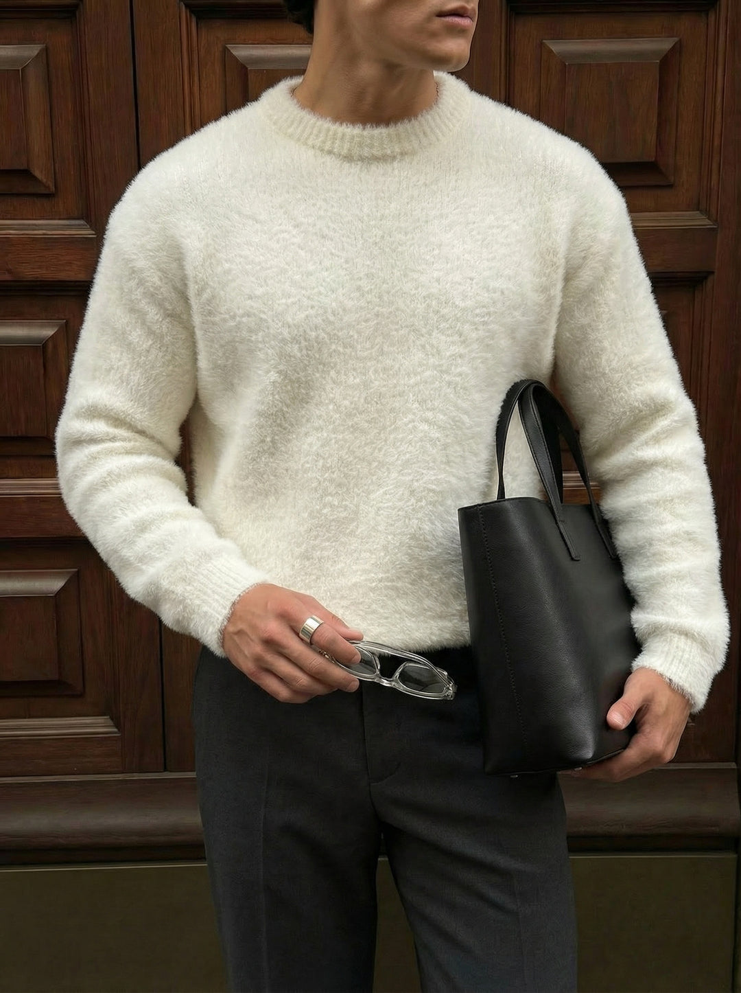 Oversize Hairy Rope Sweater - Bright Cream