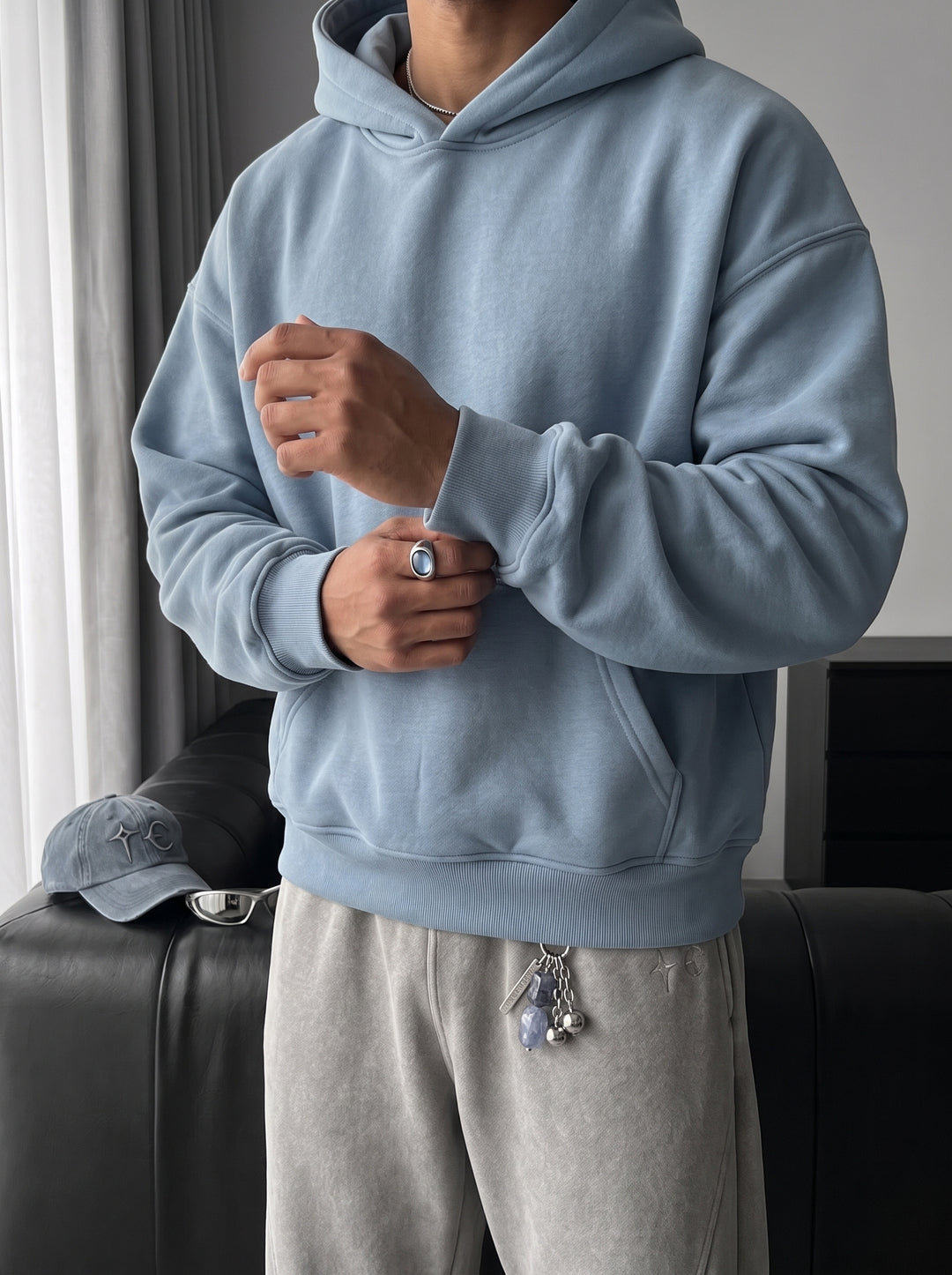 Oversize Basic Hoodie - Faded Denim