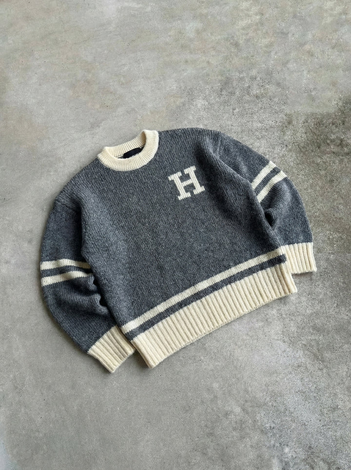 Oversize Knit Letter Sweater - Ecru