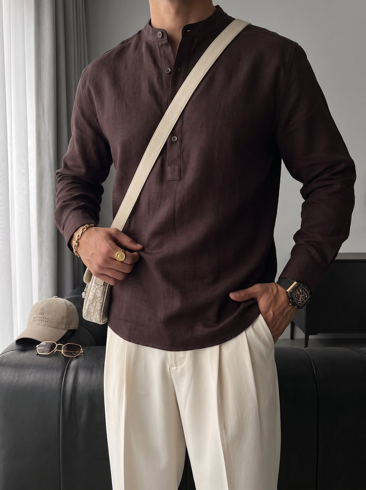 Regular Fit Cotton Shirt - Brown
