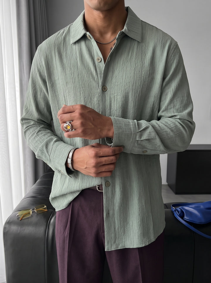 Regular Fit Pleated Shirt - Green