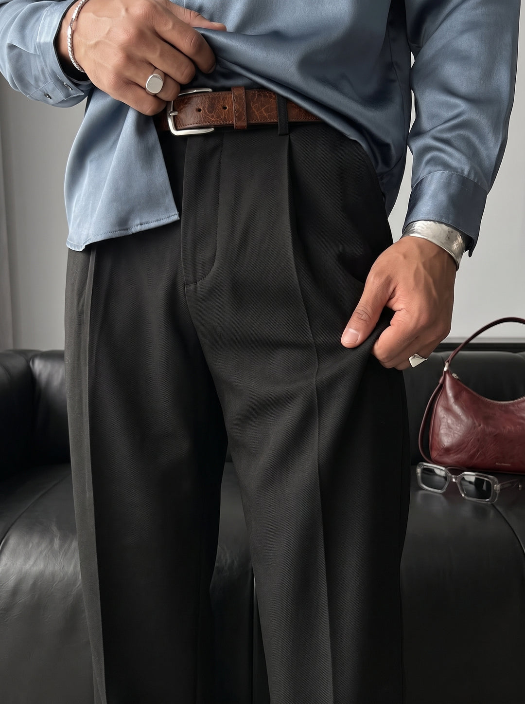 Loose Fit Casual Trousers - Black