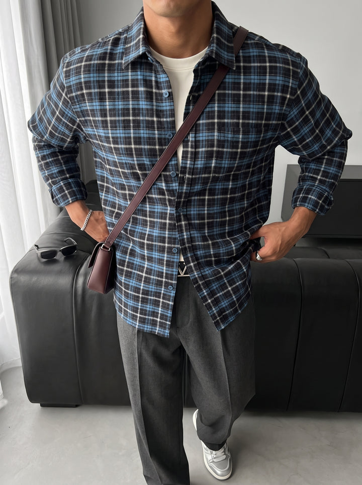 Regular Fit Classic Check Shirt - Sax