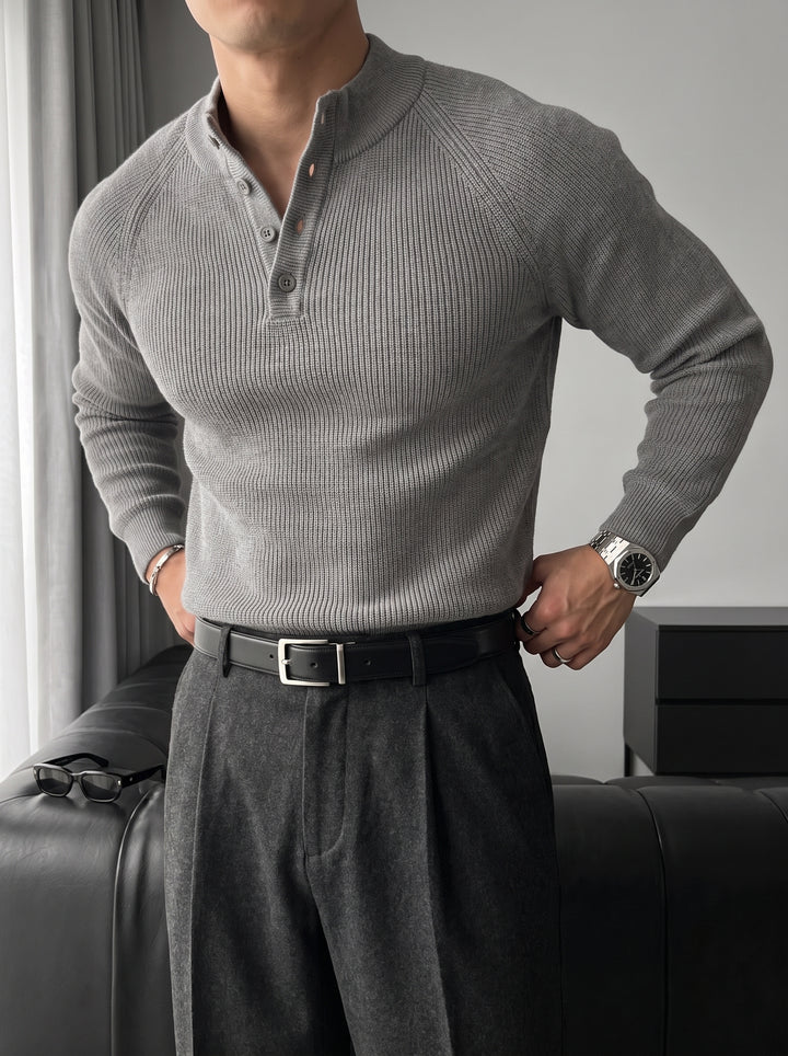 Slim Fit Knit Sweater - Grey