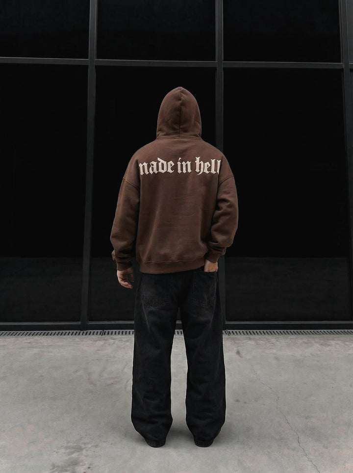 Oversize Made in Hell Hoodie - Brown