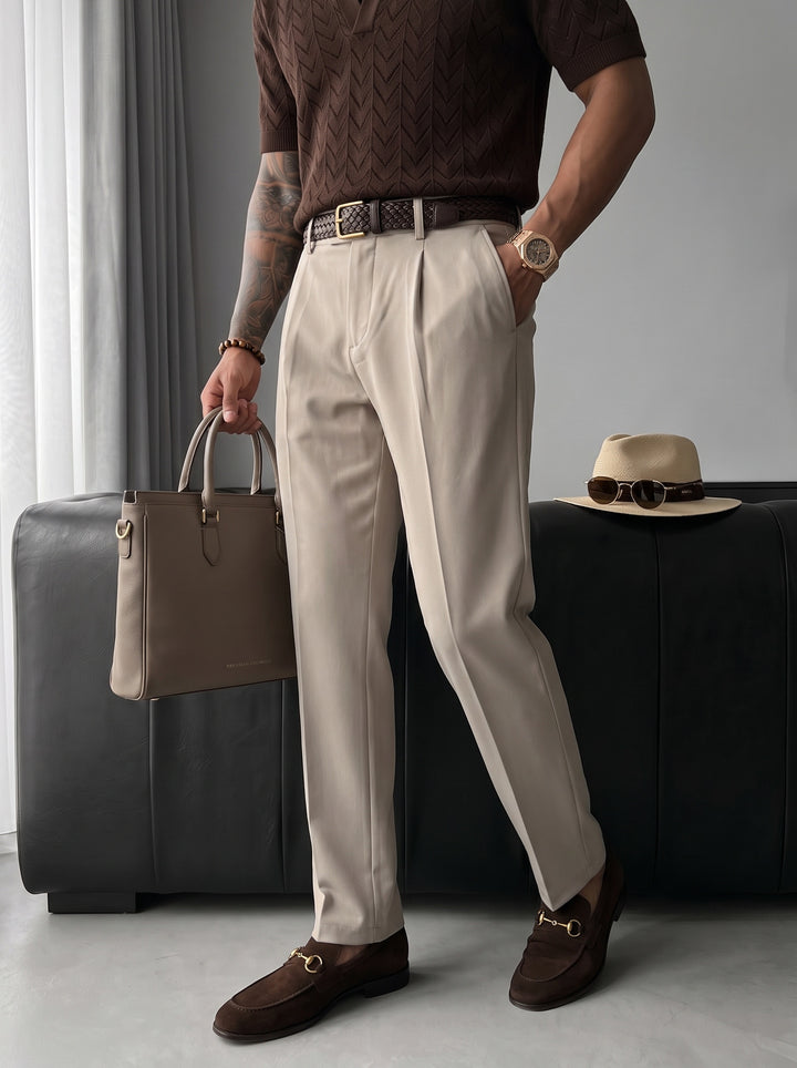Relaxed Fit Trousers - Beige