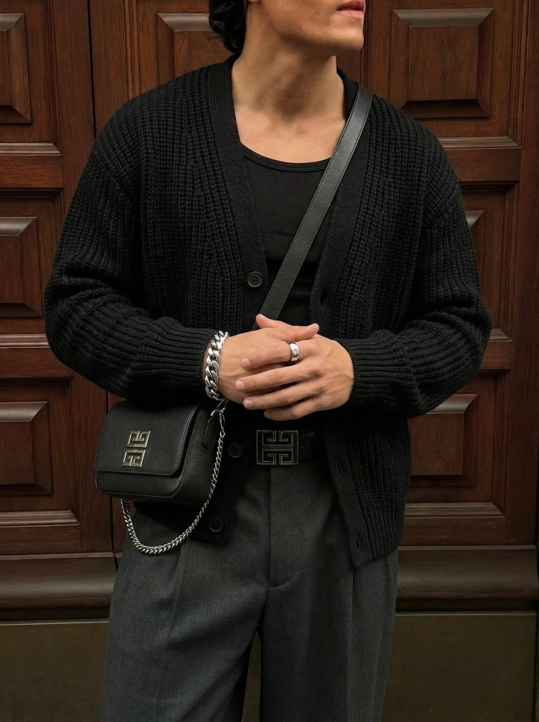 Oversize Crop Cardigan - Black